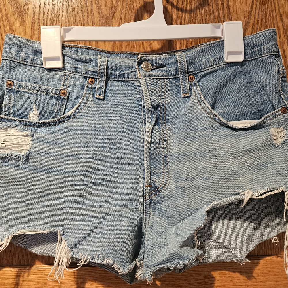 Levi's Light Blue Distressed Cutoff Denim Shorts